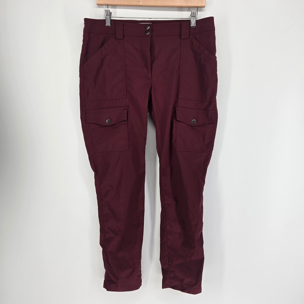 Anatomie Skyler Cargo Pants Women L Burgundy Slim Fit Stretch Travel Trousers